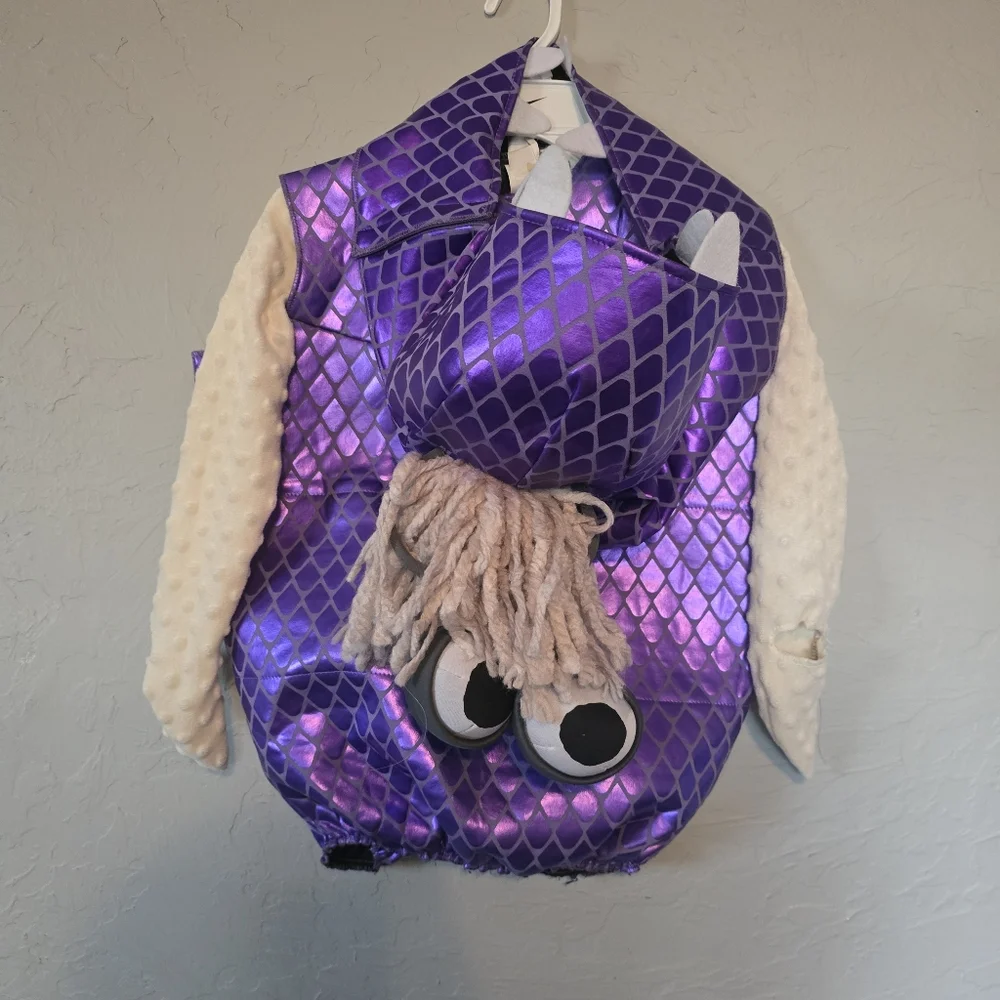 Disney Monsters Inc. Boo Purple Monster Halloween Costume Sz M Child Youth 2pc - Picture 2 of 4